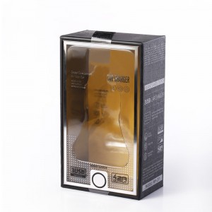 Εκτύπωση Pet Window Φορτιστής Αυτοκινήτου Φορτιστής USB Καλωδιακή Box Πολυτελή μαύρα κουτιά συσκευασίας USB